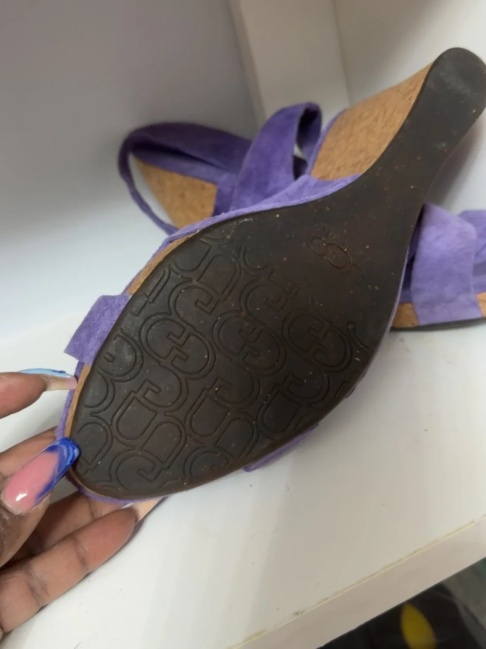 UGG Purple Suede Cork Platform Wedges
